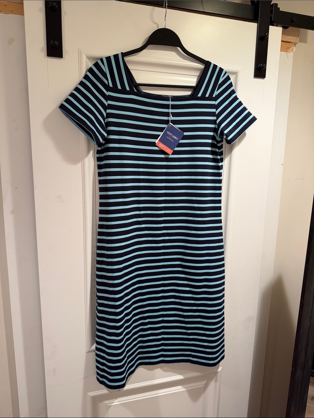 Saint James Navy and Light Blue Striped Midi Dress